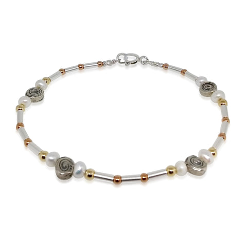 Sterling Silver, Gold Filled, Pearl Bracelet
