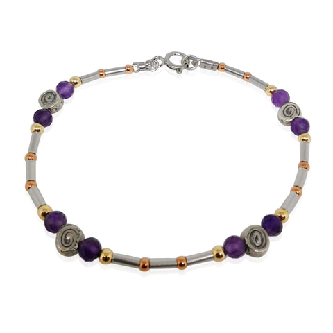 Sterling Silver, Gold Filled, Amethyst Bracelet