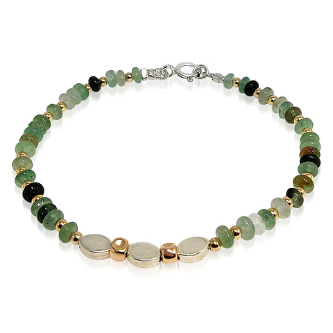 Sterling Silver, Gold Filled, Aventurine Bracelet