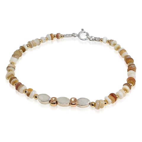 Sterling Silver, Gold Filled, Shell Stone Bracelet
