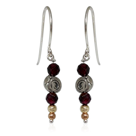 Sterling Silver, Gold Filled, Garnet Earrings