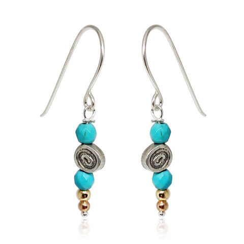 Sterling Silver, Gold Filled, Turquoise Earrings