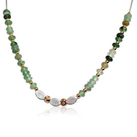 Sterling Silver, Gold Filled, Aventurine Necklace