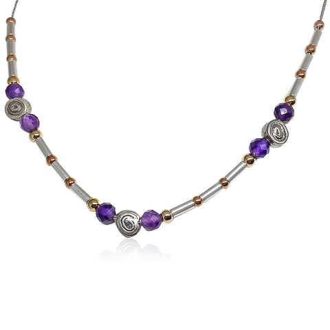Sterling Silver, Gold Filled, Amethyst Necklace
