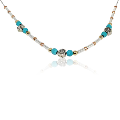 Sterling Silver, Gold Filled, Turquoise Necklace