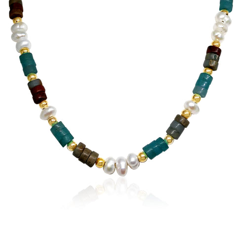 Sterling Silver, Gold Filled, Amazonite, Jade, Pearl Necklace