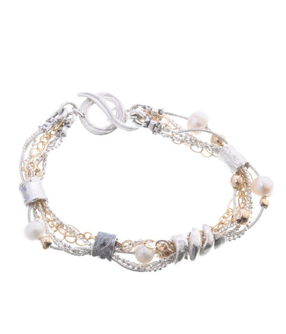 Sterling Silver, Gold Filled, Pearl Bracelet