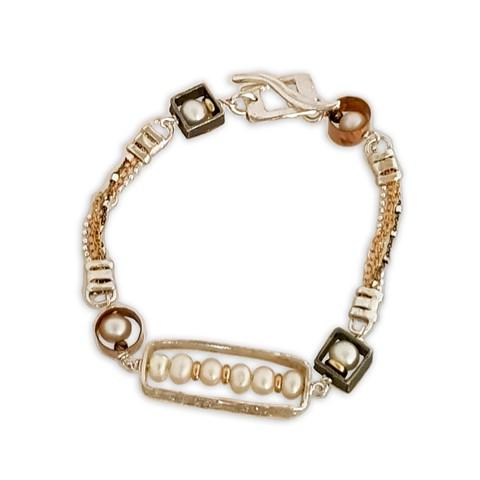 Sterling Silver, Gold Filled, Pearl Bracelet