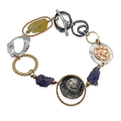 Sterling Silver, Gold Filled, Citrine, Tanzanite Bracelet