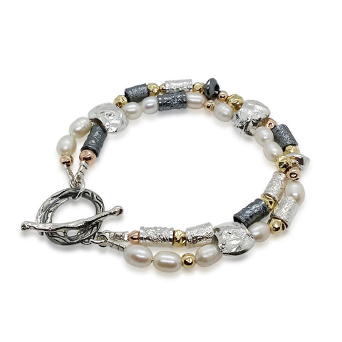 Sterling Silver, Gold Filled, Pearl Bracelet