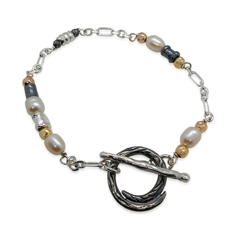 Sterling Silver, Gold Filled, Pearl Bracelet
