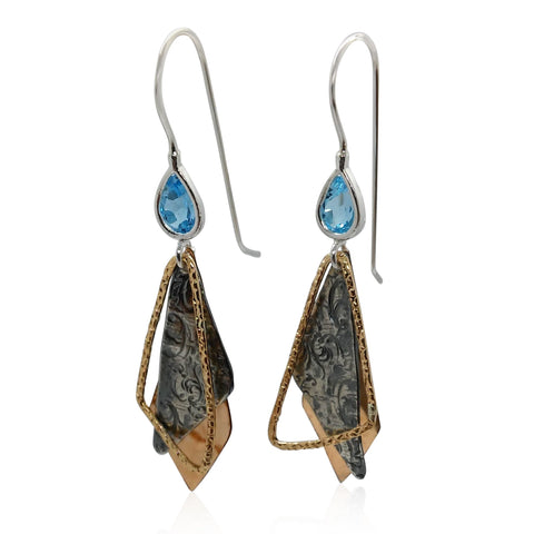 Sterling Silver, Gold Filled, Blue Topaz Earrings