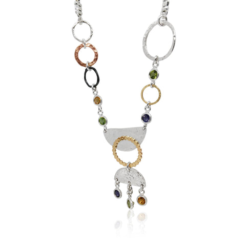 Sterling Silver, Gold Filled, Peridot, Iolite, Citrine Necklace