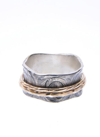 Sterling Silver, 9K Gold Ring