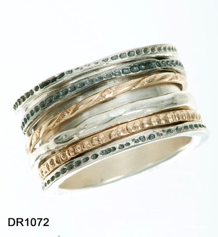 Sterling Silver, 9K Gold Ring