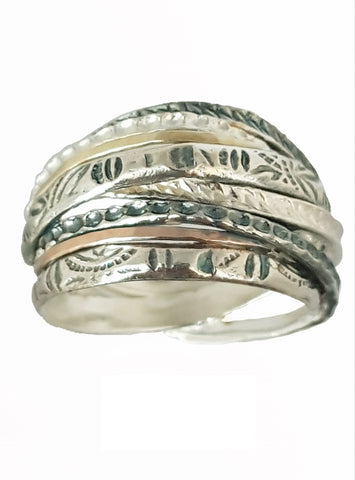Sterling Silver, 9K Gold Ring