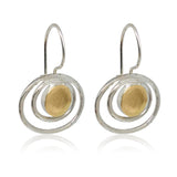 Sterling Silver, 9K Yellow Gold Earrings