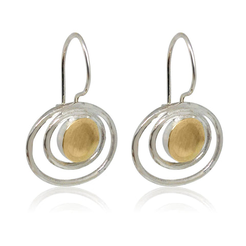 Sterling Silver, 9K Yellow Gold Earrings