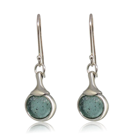Sterling Silver, Roman Glass Earrings