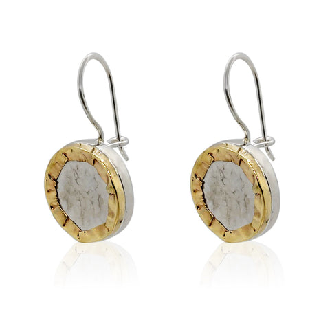 Sterling Silver, 9K Gold Earrings