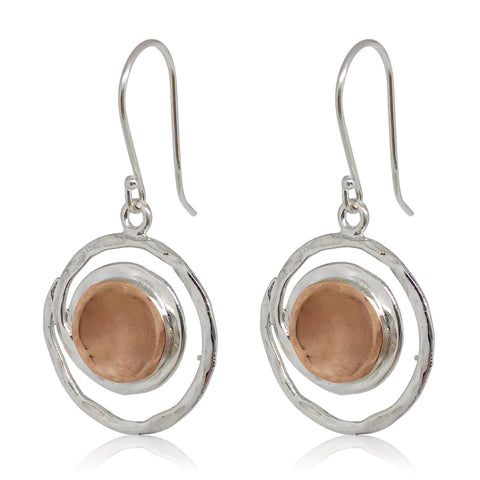 Sterling Silver, 9K Rose Gold Earrings