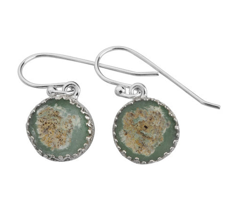 Sterling Silver, Roman Glass Earrings