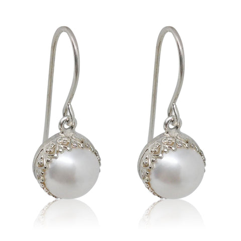 Sterling Silver, Pearl Earrings