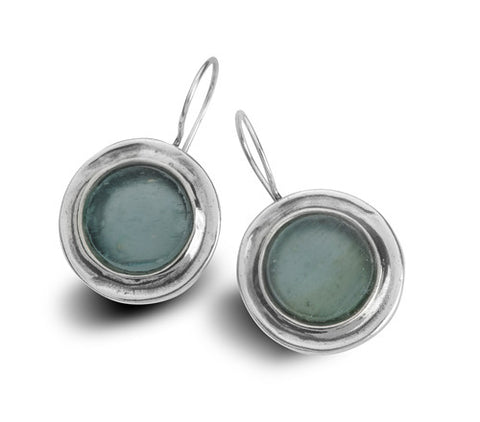 Sterling Silver, Roman Glass Earrings