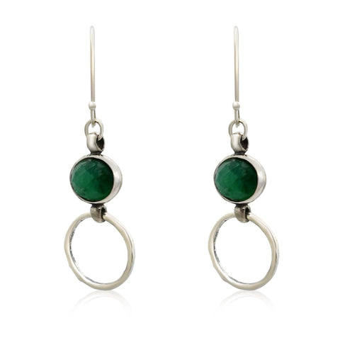 Sterling Silver, Emerald Earrings
