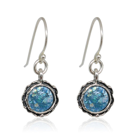 Sterling Silver, New Roman Glass Earrings