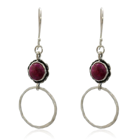 Sterling Silver, Ruby Earrings