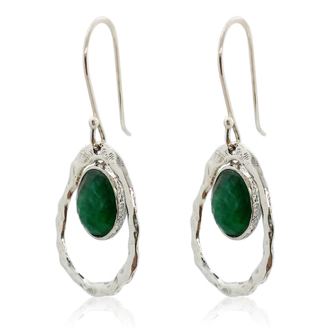Sterling Silver, Emerald Earrings
