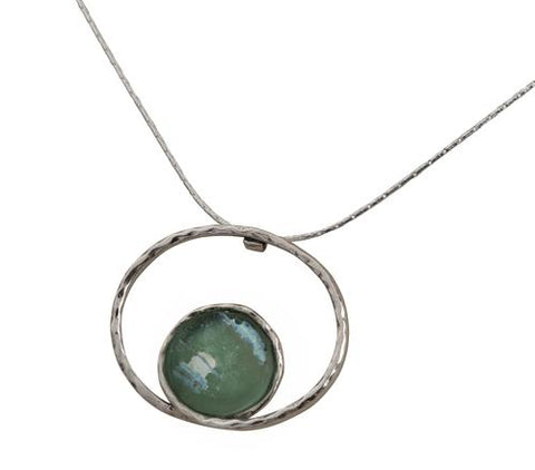 Sterling Silver, Roman Glass Necklace