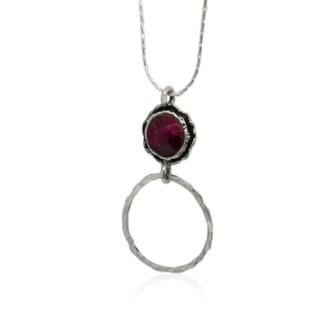 Sterling Silver, Ruby Necklace