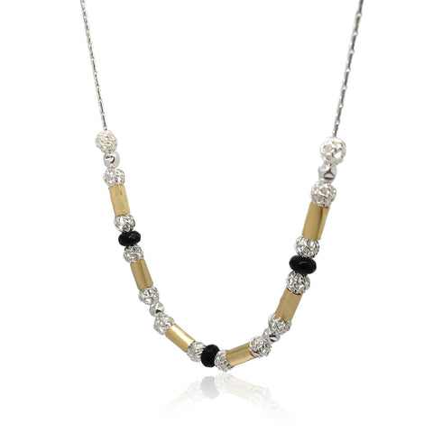 Sterling Silver, Gold Filled, Onyx Necklace