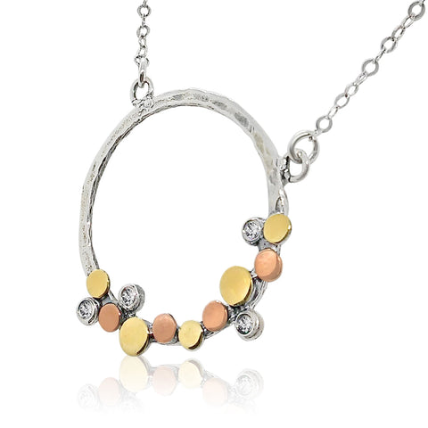 Sterling Silver, (Not Oxid), 9K Gold, Cubic Zirconia Necklace