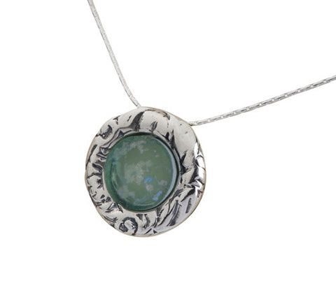 Sterling Silver, Roman Glass Necklace