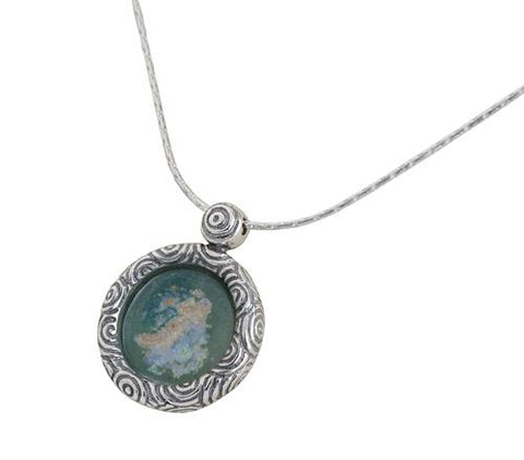 Sterling Silver, Roman Glass Necklace