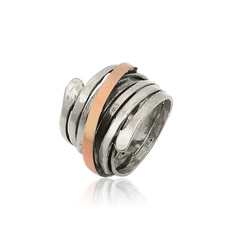 Sterling Silver, 9K Gold Ring
