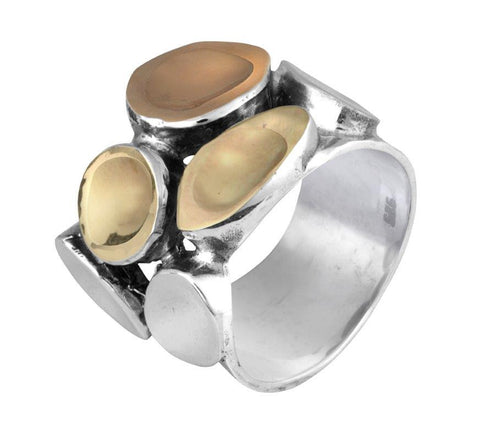 Sterling Silver, 9K Gold Ring