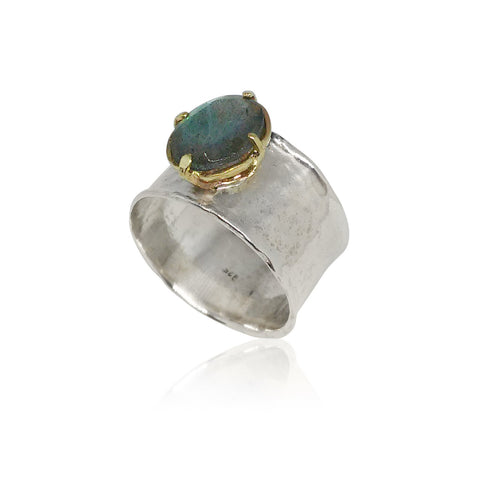 Sterling Silver, 9K Gold, Labradorite, Ring