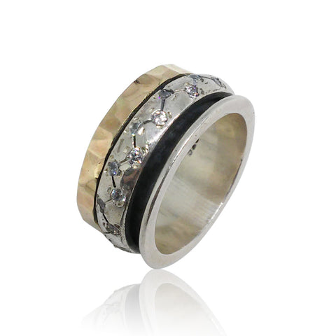 Sterling Silver, 9K Gold, Cubic Zirconia Ring