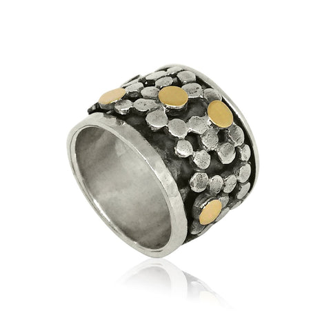 Sterling Silver, 9K Gold Ring