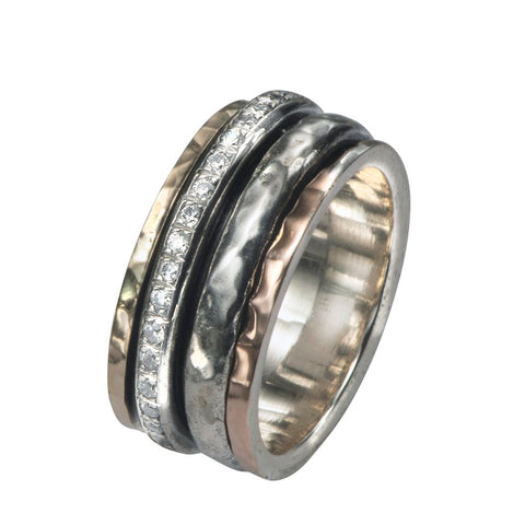 Sterling Silver, 9K Gold, Cubic Zirconia Ring