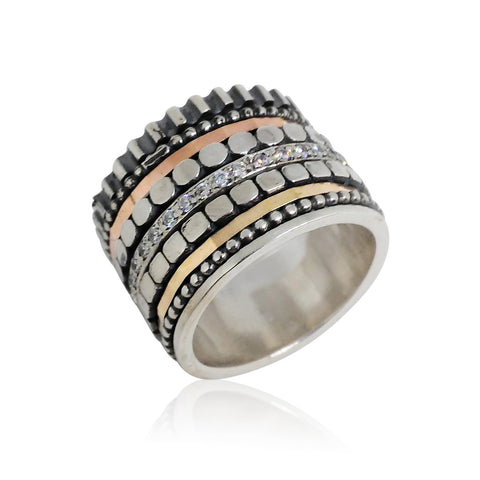 Sterling Silver, 9K Gold, Cubic Zirconia Ring