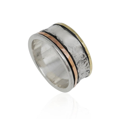 Sterling Silver, 9K Gold Ring