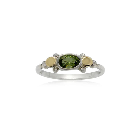 Sterling Silver, 9K Gold, Peridot Ring