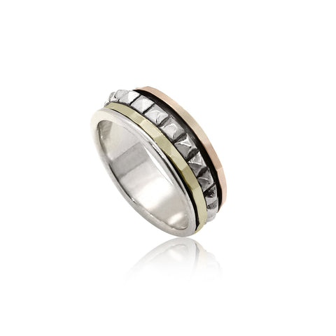 Sterling Silver, 9K Gold Ring