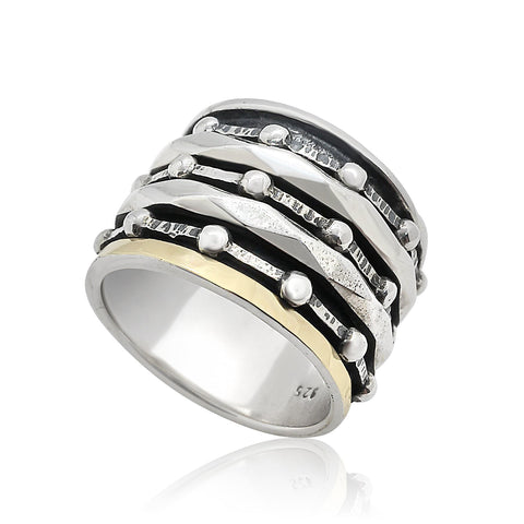 Sterling Silver, 9K Gold Ring