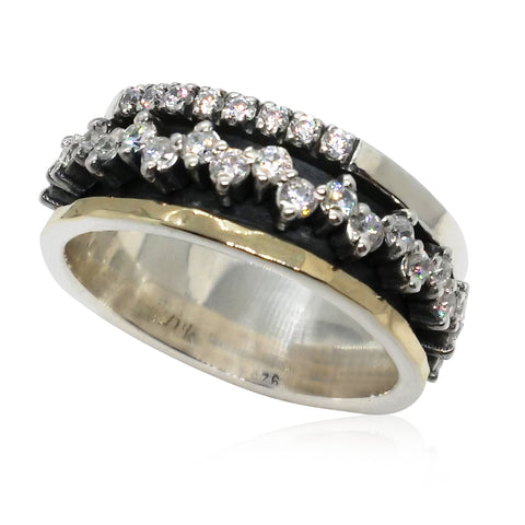 Sterling Silver, 9K Gold, Cubic Zirconia Ring